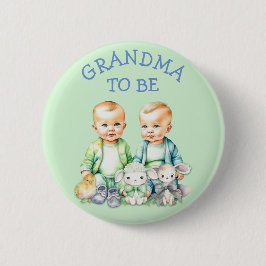 Personlig Grandma to be Twillingar Baby Shower Knapp
