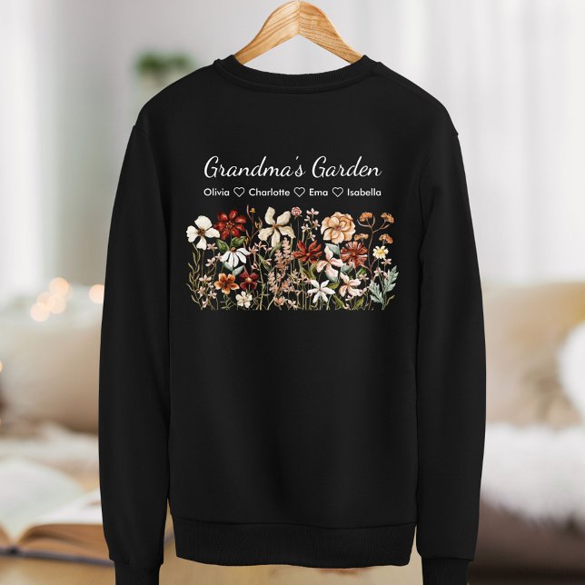 Personlig Grandma Vintage WildblomGarden T Shirt (Front side)