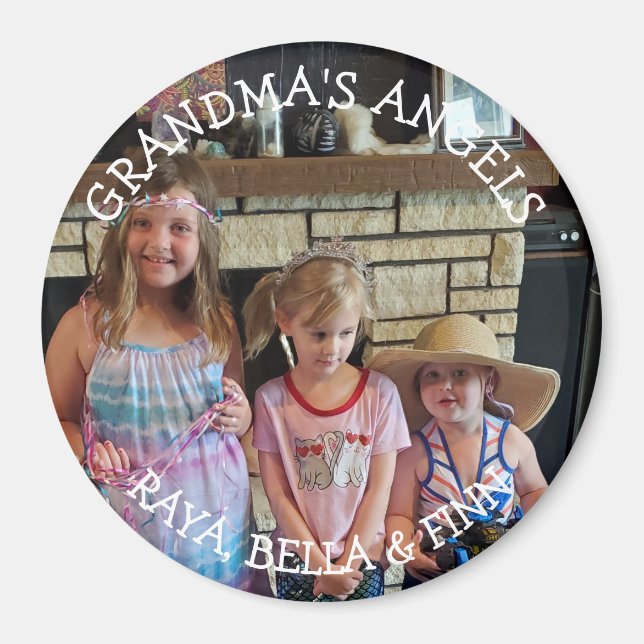 Personlig Grandmas Änglar Photo Magnet (Framsidan)