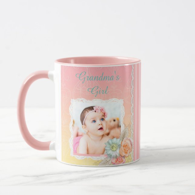Personlig "Grandma's Girl" Rosa Coffee Mugg (Vänster)