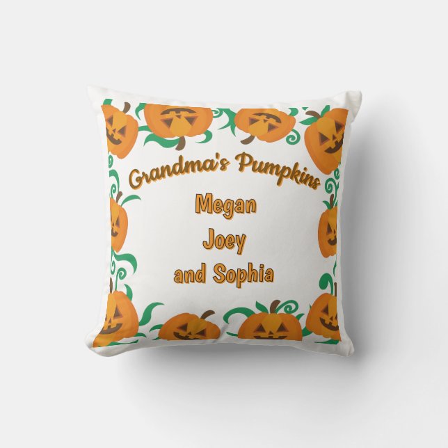 Personlig Grandmas Pumpkins Halloween Pillow Kudde (Framsida)