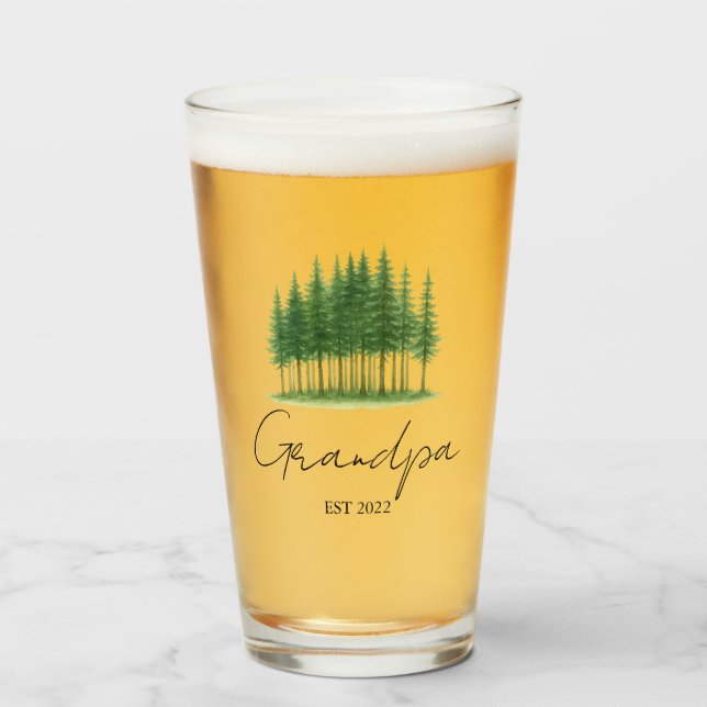 Personlig Grandpa Beer Glass - Etablerat år Glaskopp (Framsida fylld)