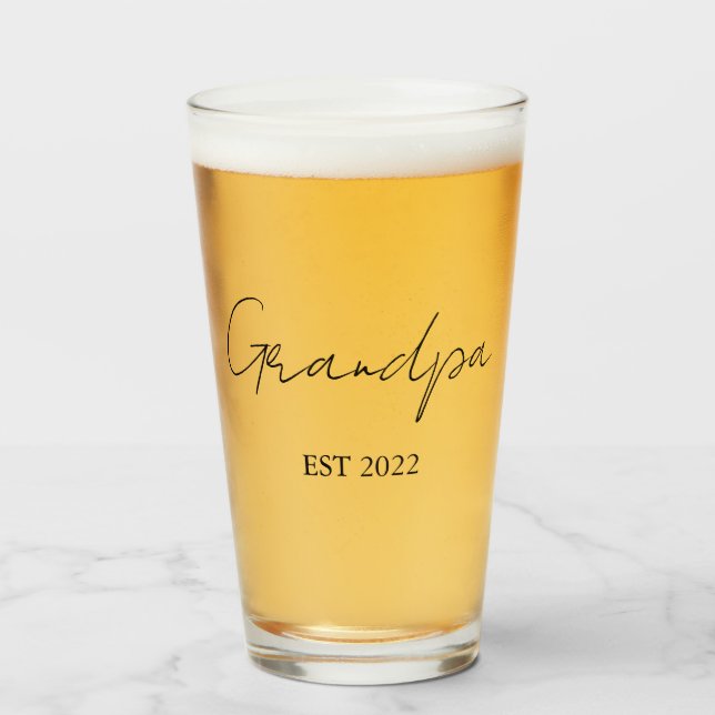 Personlig Grandpa Beer Glass - Etablerat år Glaskopp (Framsida fylld)