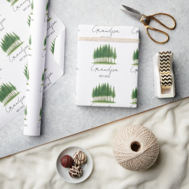 Personlig "Grandpa Est. [År]" Omslagning Papper Presentpapper (Hantverk)