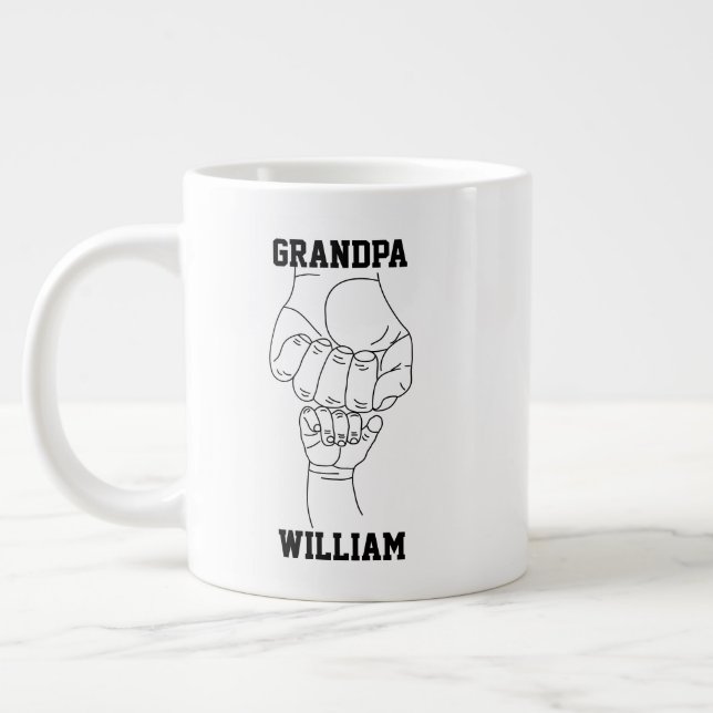 Personlig Grandpa Grandchild Gift Grandfather Jumbo Mugg (Vänster)