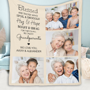 Personlig Grandparent Quote Photo Collage Fleecefilt