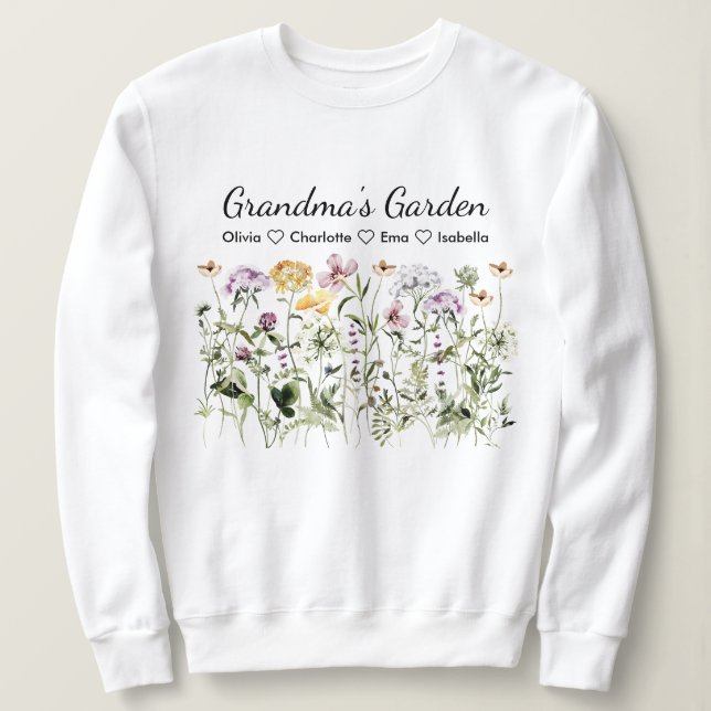 Personlig Grandparent's Day Wildblomma Garden T Shirt (Design framsida)