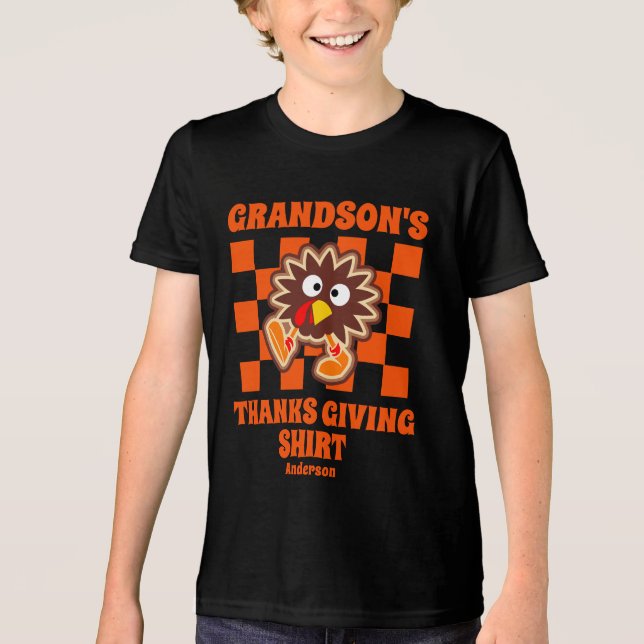 Personlig Grandsons Thanksgiving Shirt T (Framsida)