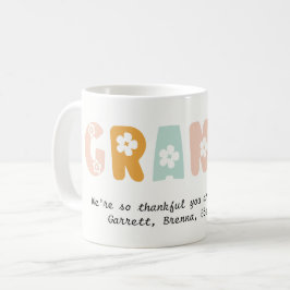 Personlig Granny Blommigt Pastel Färg Grandma Kaffemugg