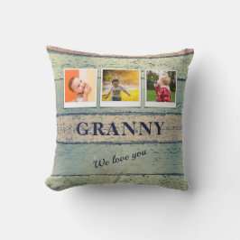 Personlig Granny Grandchildren 3 Photo Collage Kudde