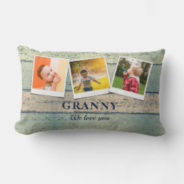 Personlig Granny Grandchildren 3 Photo Collage Lumbarkudde