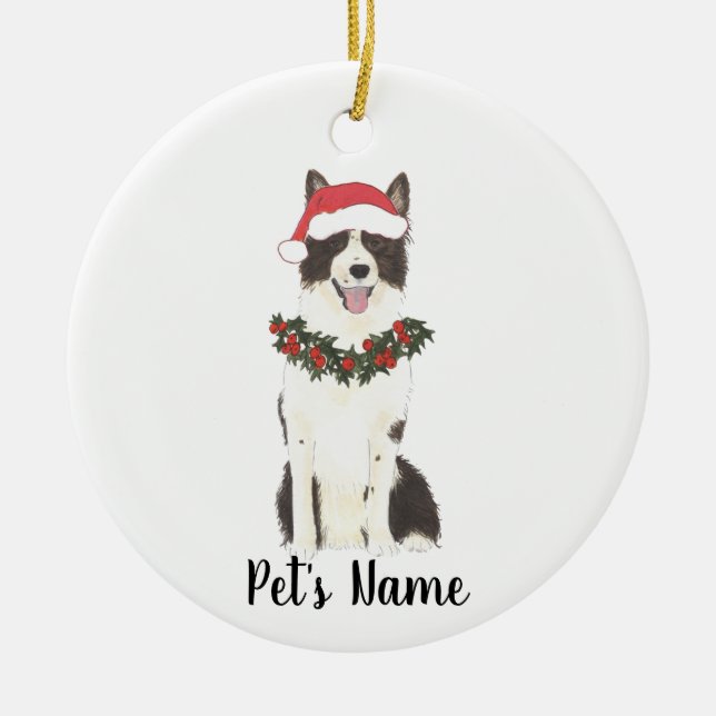 Personlig Gräns Collie Ceramic Ornament (Framsidan)