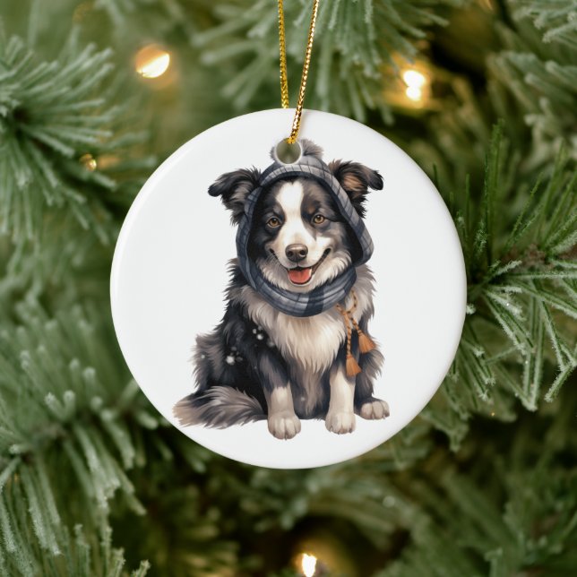 Personlig Gräns Collie Hund Art Julgransprydnad Keramik (Träd)