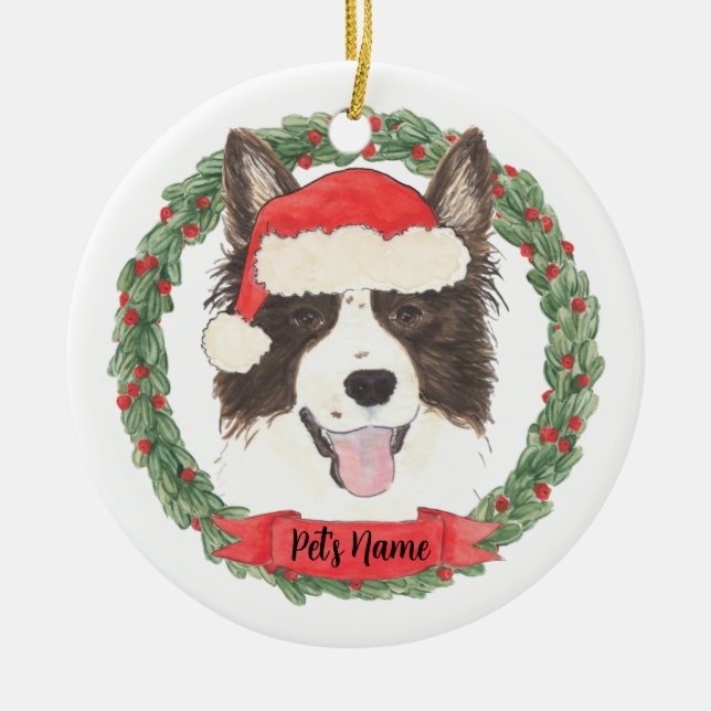 Personlig Gräns Collie-jul Julgransprydnad Keramik (Framsidan)