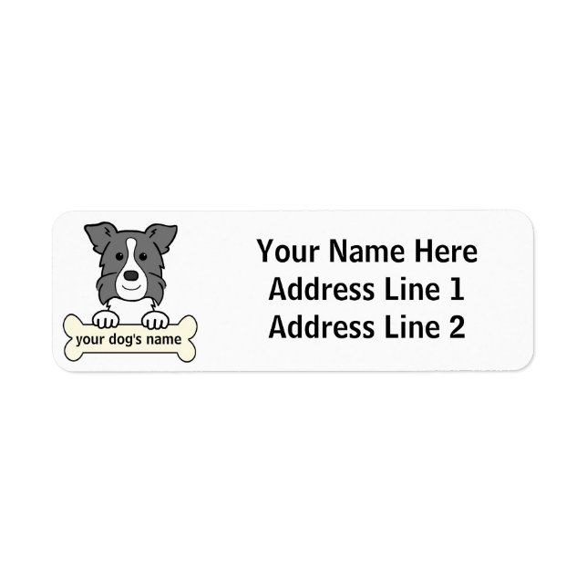 Personlig Gräns Collie Returadress Etikett (Framsidan)