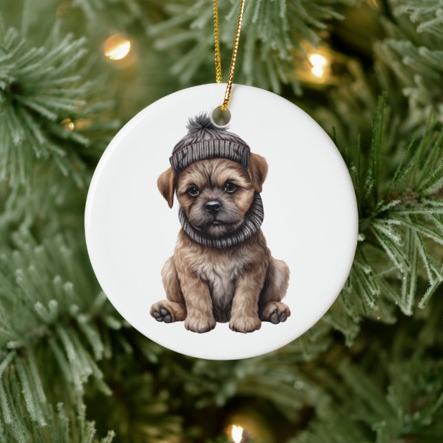 Personlig Gräns Terrier Hund Julgransprydnad Keramik (Träd)