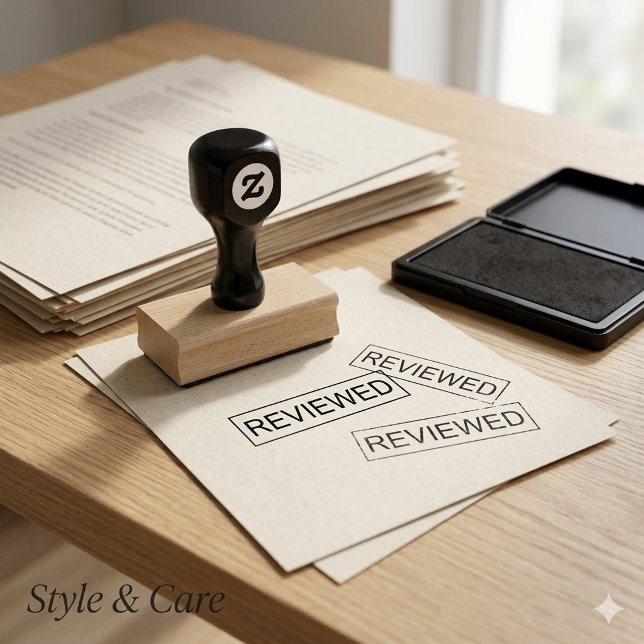 Personlig granskad text Trästämpel i gummi Stämpel (Personalized REVIEWED Text Wood Art Rubber Stamp)