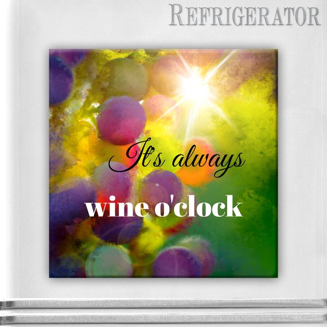 Personlig Graphics Vin Älskare Fine Art Magnet (A colorful and happy fridge magnet, featuring a painting of grapes in the sun)