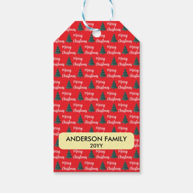 PERSONLIG GRÄS TRÄD & GOD JUL PRESENTETIKETT (Framsidan)