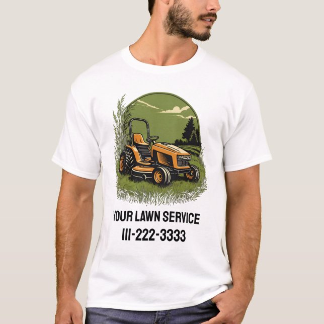 Personlig Gräsmatta Care Landscaping Service Busin T Shirt (Framsida)