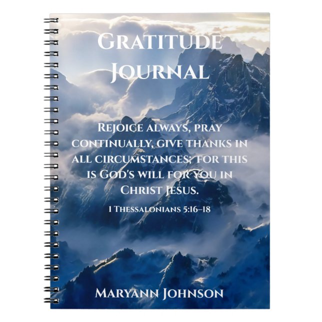 Personlig Gratitude Journal med berg Anteckningsbok (Framsidan)