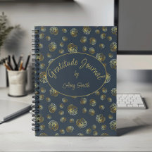Personlig Gratitude Journal med Guld Flowers