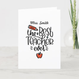 Personlig Gratitude Teacher Card Tack Kort