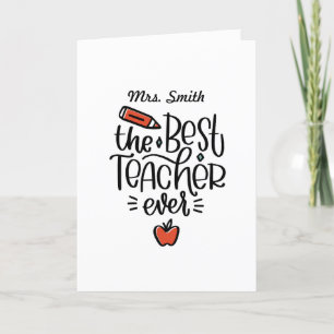Personlig Gratitude Teacher Card Tack Kort