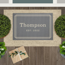 Personlig Grått Beige Family Efternamn Monogram