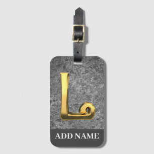 Personlig Grått & Guld Monogram Brev L Bagagebricka