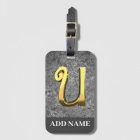 Personlig Grått & Guld Monogram Brev U