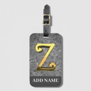 Personlig Grått & Guld Monogram Brev Z Bagagebricka