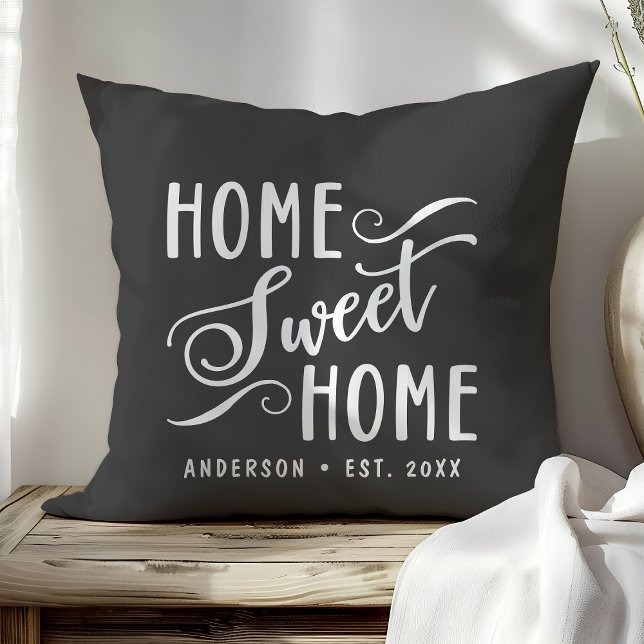 Personlig Grått Home Sweet Home Kudde (Skapare uppladdad)