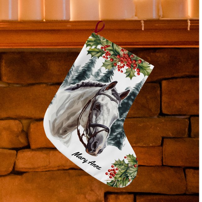 Personlig Grått Horse Jul Stock Stor Julstrumpa (Skapare uppladdad)