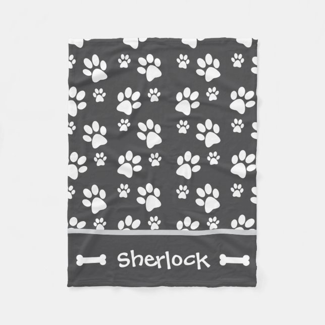 Personlig Grått Hund Blanket Puppy Gift Fleecefilt (Framsidan)