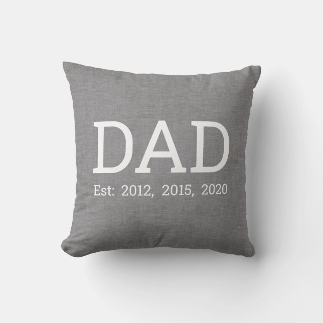 Personlig Grått Linen Fars dag Kudde (Framsida)