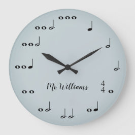 Personlig Grått Musik noter Round Clock Stor Klocka