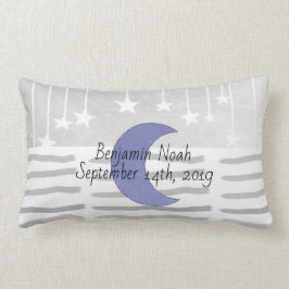Personlig Grått och Blue Måne och Stars Pillow Lumbarkudde