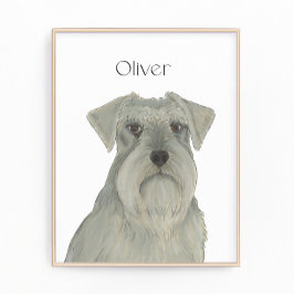 Personlig Grått Silver Schnauzer Art Fototryck
