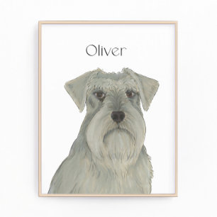 Personlig Grått Silver Schnauzer Art Fototryck