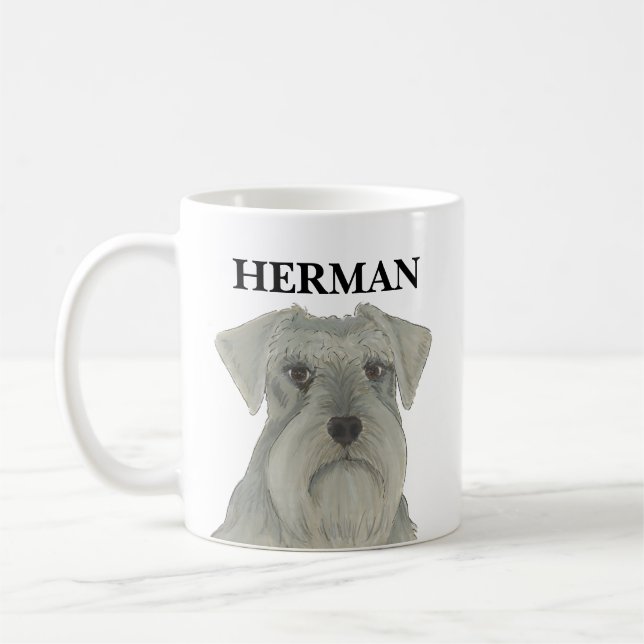 Personlig Grått Silver Schnauzer Kaffemugg (Vänster)