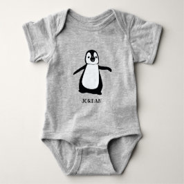 Personlig grått söt penguin illustration baby t shirt