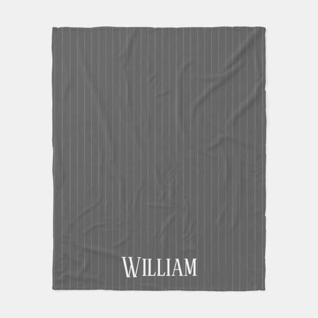 Personlig grått streck fleecefilt (Framsidan)