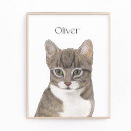 Personlig Grått Tabby katt Art Fototryck