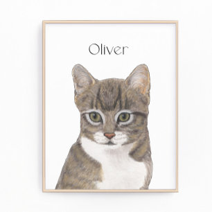 Personlig Grått Tabby katt Art Fototryck