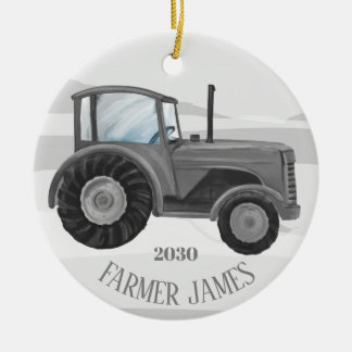 Personlig Grått Tractor jul jul Ornament