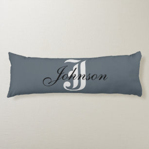 Personlig Grått Vit Elegant Monogram Kroppskudde