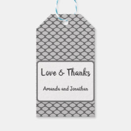 Personlig Grått White Fishnet Bröllop Tack Presentetikett