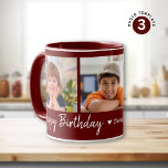 Personlig Grattis på födelsedagen 3 Photo Collage  Mugg<br><div class="desc">Tittar du en minnesvärd födelsedagspresent? Vår Personlig Grattis på födelsedagen 3 Photo Collage Maroon Mugg är perfektens val. Med det här mångsidiga mugg kan du visa tre speciella foton och skapa en keepsak som kommer att uppskattas i flera år för komen. Överraska din älskade med den här eleganten och den...</div>