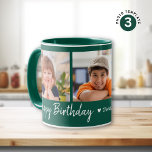 Personlig Grattis på födelsedagen 3 Photo Collage  Mugg<br><div class="desc">Tittar du en minnesvärd födelsedagspresent? Vår Personlig Grattis på födelsedagen 3 Photo Collage Grönt Mugg är perfektens val. Med det här mångsidiga mugg kan du visa tre speciella foton och skapa en keepsak som kommer att uppskattas i flera år för komen. Överraska din älskade med den här eleganten och den...</div>